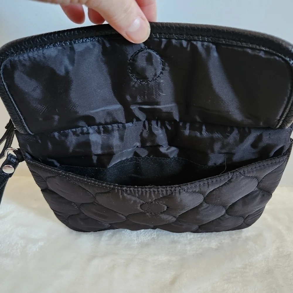 Cynthia Rowley Black Nylon Padded Quilted Large Wristlet Wallet